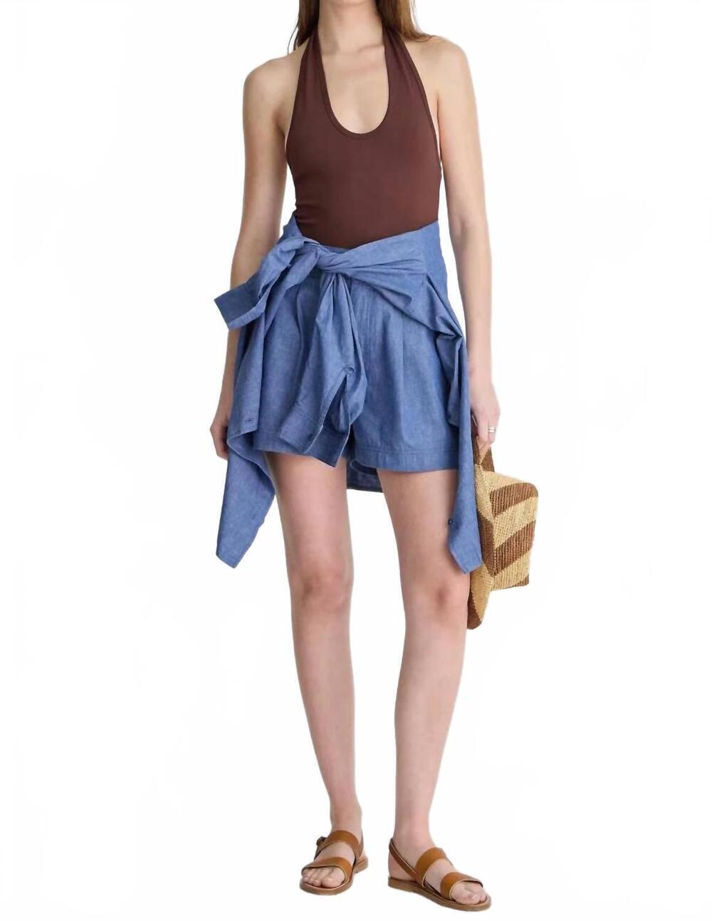 NEW APIECE APART women's bari short in chambray